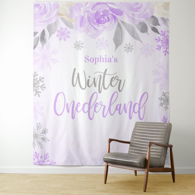 Tenture Floral gris mauve Hiver ONE derland Contexte (En situation)