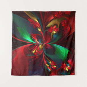 Tenture Floral moderne Art Abstrait Rouge Vert Motif #11