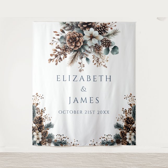 Tenture Floral Pinecone Mariage Party Photo Booth fond (Devant)