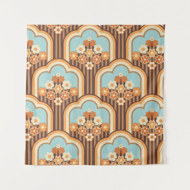 Tenture Floral Retro : les années 70 revival du papier pei (Devant)