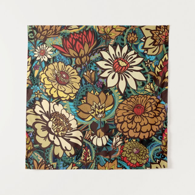 Tenture Floral sans couture motif, design d'impression ori (Devant)