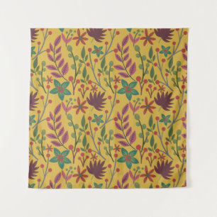 Tenture Floral sans couture motif fleurs jaunes et feuille