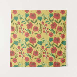 Tenture Floral sans couture motif rouge jaune vert fleurs