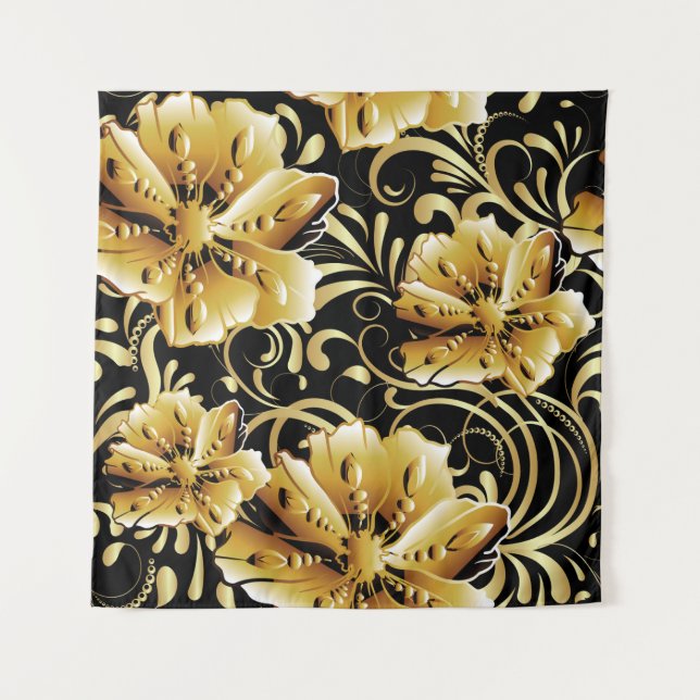 Tenture Floral seamless pattern. Flourish 3d wallpaper. Or (Devant)