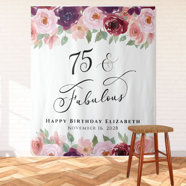 Tenture Floral Watercolor 75e fête d'anniversaire (Créateur téléchargé)