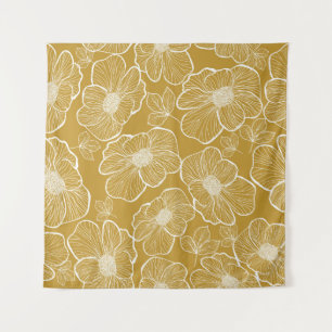 Tenture Florale d'or monochrome : Abstrait sans fil