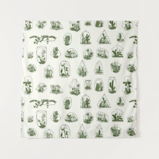Tenture Florarium géométrique avec motif succulent.