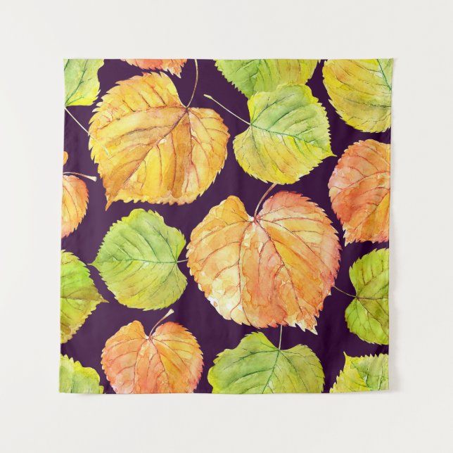 Tenture Floraux d'aquarelle d'automne, motif sans soudure. (Devant)