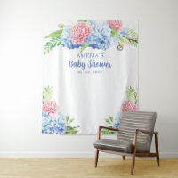 Flore bleu Hydrangea Baby shower fond