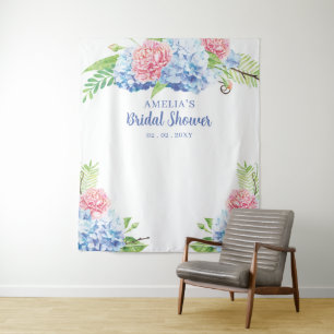 Tenture Flore bleu Hydrangea Fête des mariées fond