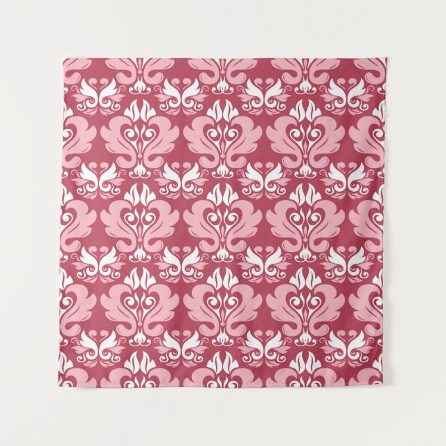 Tenture Flore rouge : Beige pâle sans joint (Devant)