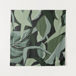 Tenture Flore tropicale : Vintage Line Art.