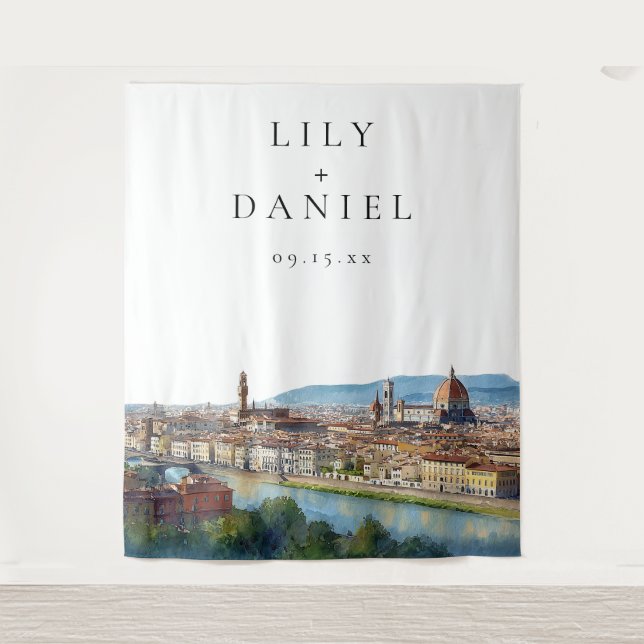 Tenture Florence Italian Wedding Photo Backdrop (Devant)