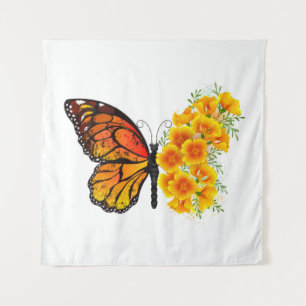 Tenture Flower Butterfly with Yellow California Poppy