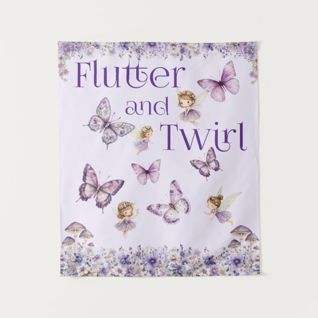 Tenture Flutter et Twirl Purple Fairy Party Contexte (Devant)