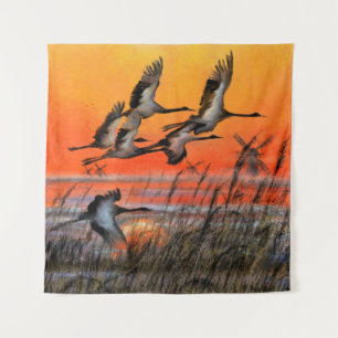 Tenture Flying Sunset Birds Tapestry