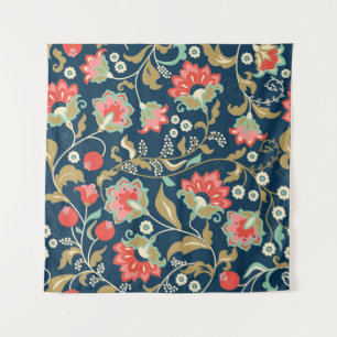 Tenture Folk Floral Colorful : Main Tirée Sans Seamless