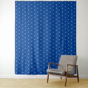 Tenture Fond à motif d'étoile de David blanche et bleu mar