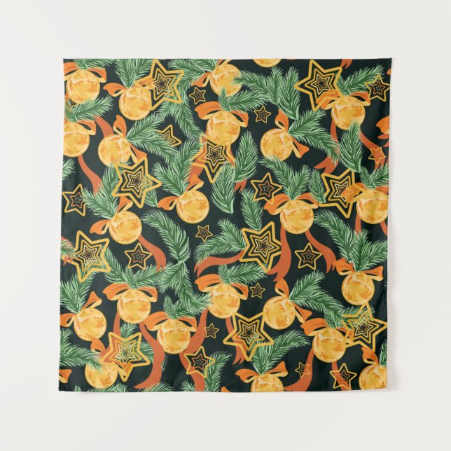 Tenture fond à motif transparent avec feuilles de pin, éto (Devant)