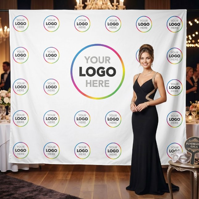 Tenture Fond avec logo d'entreprise blanc | Décoration pou (Créateur téléchargé)