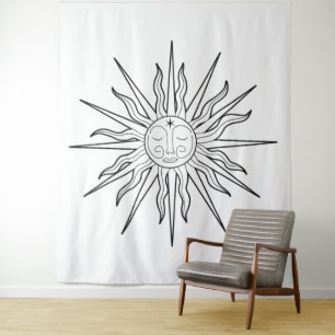 Tenture Fond céleste solaire capricieux noir et blanc
