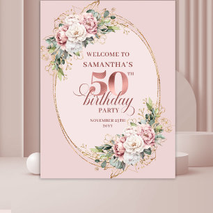 Tenture Fond de 50e anniversaire rose gold et rose pâle