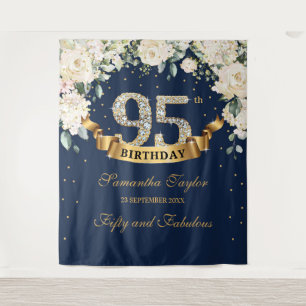 Tenture Fond de 95e anniversaire avec fleurs et verdure en