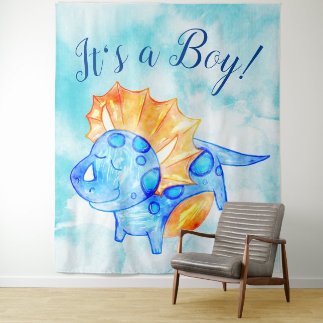 Tenture Fond de Baby Shower Dino Boy (En situation)