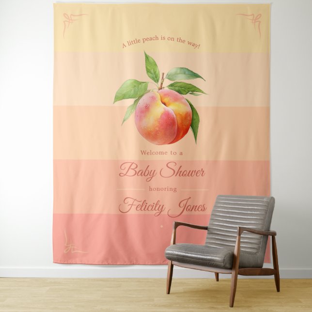 Tenture Fond de Baby Shower Peach Fuzz (En situation)