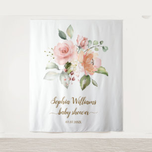 Tenture Fond de Baby Shower - Roses Roses Blush