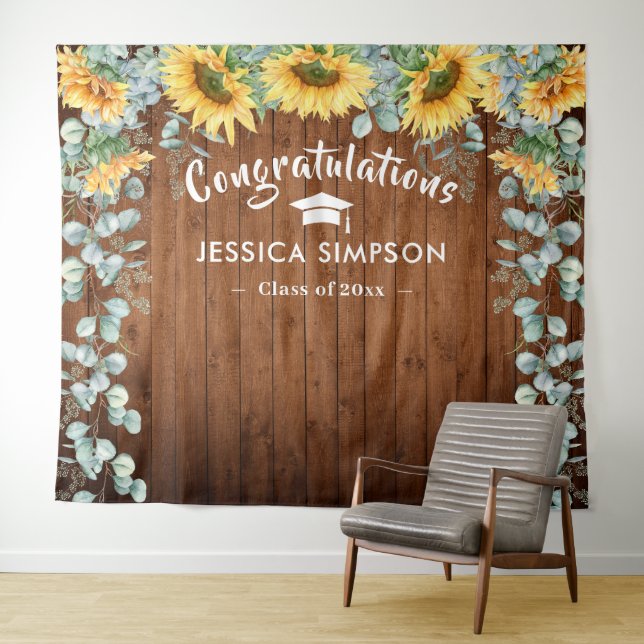 Tenture Fond de Backdrop de Photo Eucalyptus Tournesols Mo (En situation (horizontale))