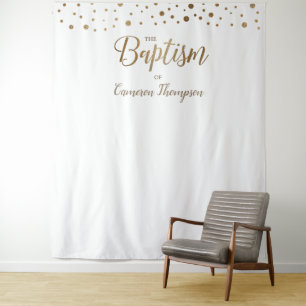 Tenture Fond de baptême simple confetti or