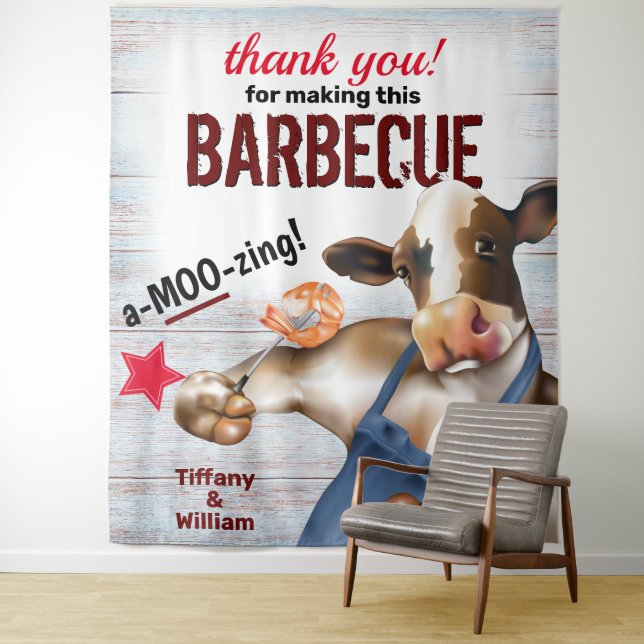 Tenture Fond de barbecue grillant des crevettes de vache (En situation)