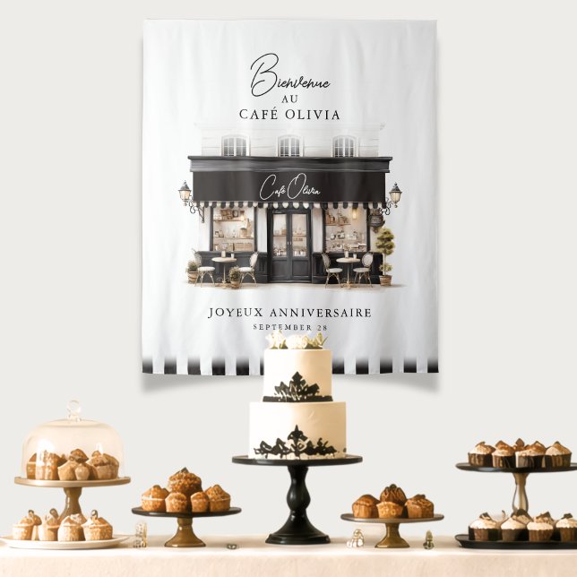 Tenture Fond de bienvenue d'anniversaire pour le Café Blac (Créateur téléchargé)