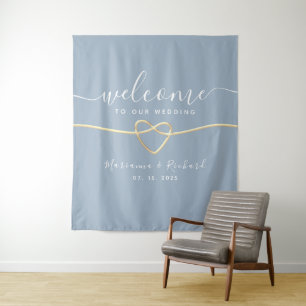 Tenture Fond de bienvenue de mariage bleu poussiéreux