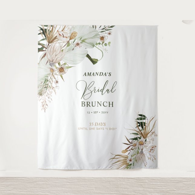 Tenture Fond de buffet pour brunch de fête prénuptiale boh (Devant)