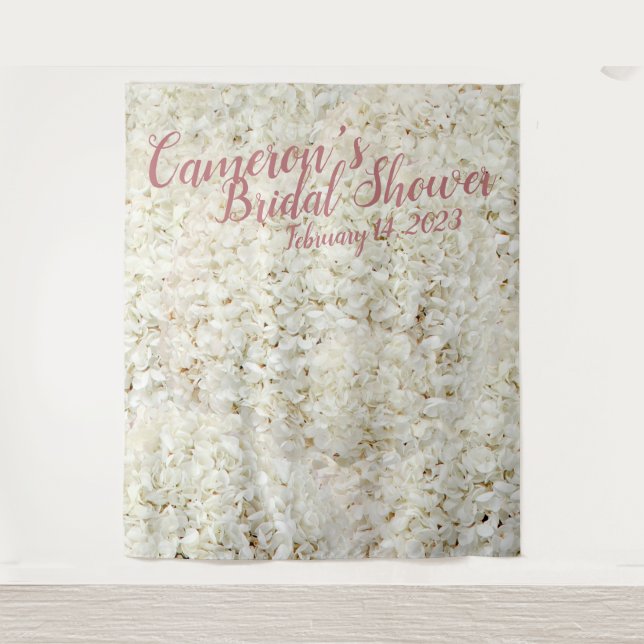 Tenture Fond de cabine de mariage à motif floral blanc élé (Devant)