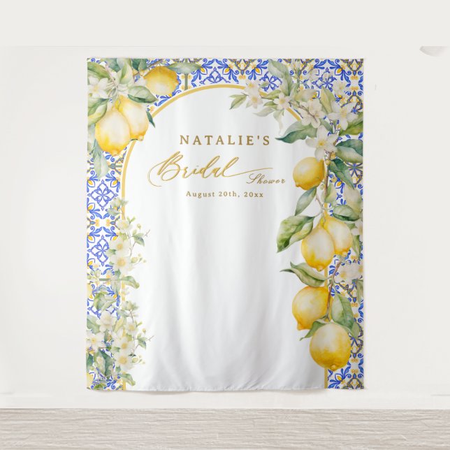 Tenture Fond de cabine de mariage méditerranéen au citron  (Devant)