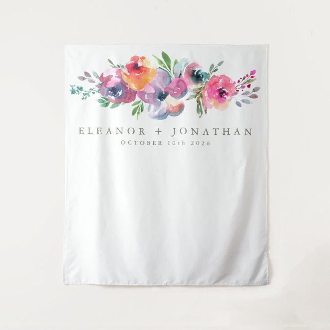 Tenture Fond de cabine photo de fleurs aquarelles boho mod (Devant)