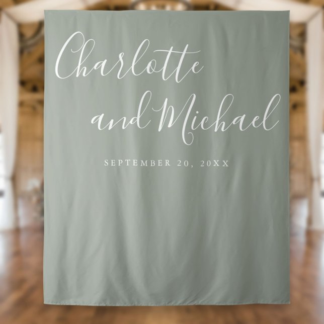 Tenture Fond de cabine photo de mariage à écriture vert sa (Créateur téléchargé)