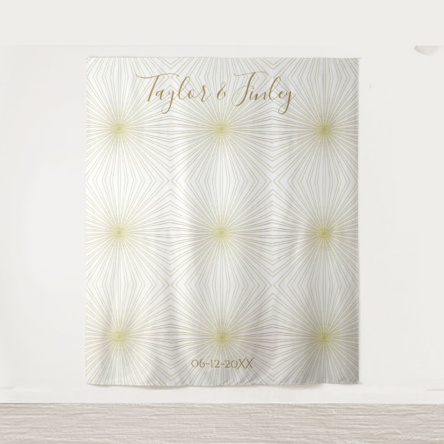 Tenture Fond de cabine photo de mariage blanc or déco lumi (Devant)