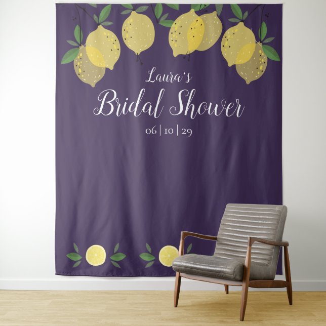 Tenture Fond de cabine photo de mariage citron violet (En situation)