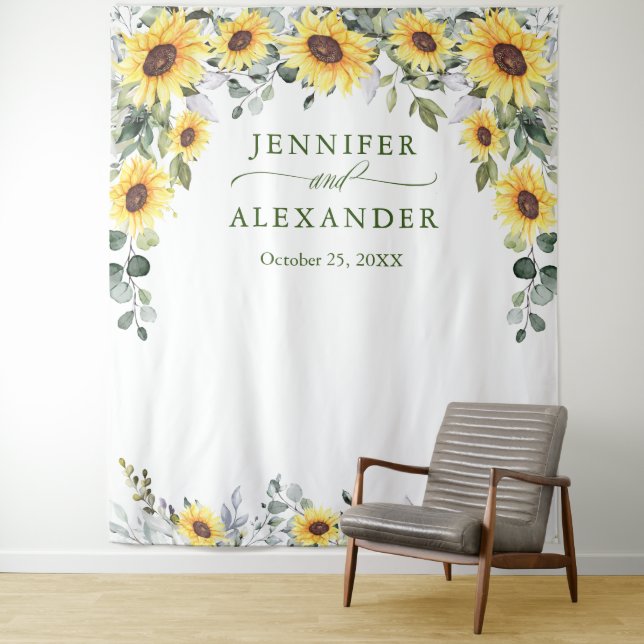 Tenture Fond de cabine photo de mariage élégant Eucalyptus (En situation)