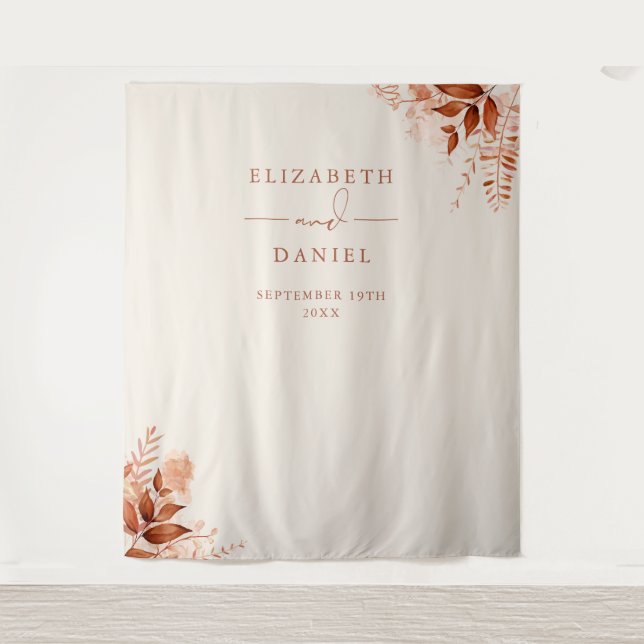 Tenture Fond de cabine photo de mariage floral rustique d' (Devant)