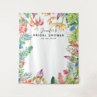 Fond de cabine photo de mariage tropical chic
