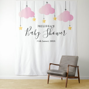 Tenture Fond de cabine photo pour Baby Shower Rose Élégant