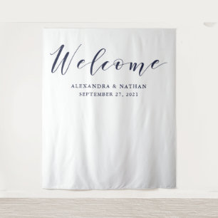Tenture Fond de calligraphie bleu marine Accessoire de p