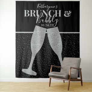 Tenture Fond de Champagne Pailleté Argent Bulles pour Brun