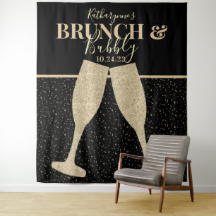 Tenture Fond de Champagne Pailleté Or Bulles pour Brunch