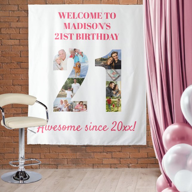Tenture Fond de collage de photos de fête d'anniversaire 2 (Créateur téléchargé)